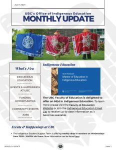 July Update from the Office of Indigenous Education